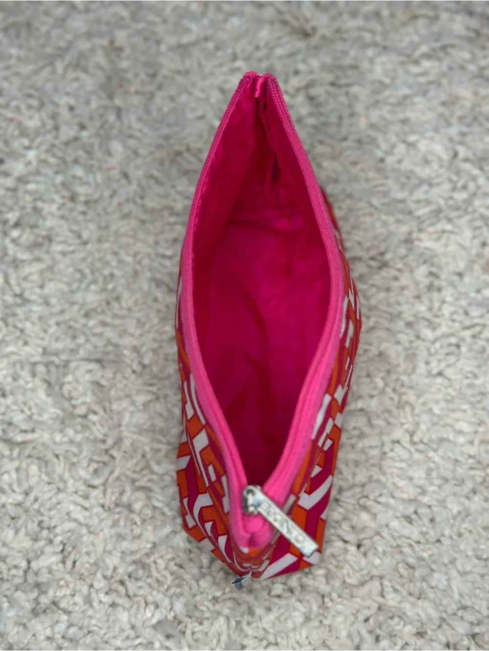 Clinique Pink Orange Geometric Cosmetic Bag